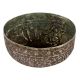 Metal Bowl With Carved Flower And Leaves Design