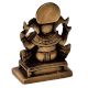 Brass Statue Of Lord Ganesha Sitting On Throne With Mooshak