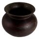 Black Round Pot Or Matka In Dark Finish