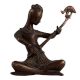 Brass Sitting Musician Statue With Veena Musical Instrument