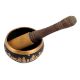 Brass Tibetan Meditation Sound Bowl in Black with Mallet
