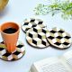 Geometric Round Black Coaster Set of 4