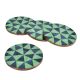Navy Blue Diamond Round Wooden And Resin Coasters Set of 4