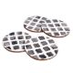 Moroccan Art Grey And White Wood And Resin Coaster Set Of 4