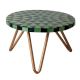 Green Chequered Wood And Resign Cake Stand Stool With  Iron Legs