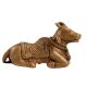 Brass Nandi Sitting Puja Statue In Antique Golden Finish
