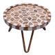 Boho Earth Solid Wood And Resin Cake Side Stand With Iron Stands