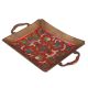Brass Red Enamel Floral Serving Tray