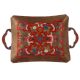 Brass Red Enamel Floral Serving Tray
