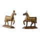 Pair Of Brass Raised Up Horses Statues