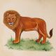 Miniature Watercolor Painting Of Majestic King of the Animal Kingdom