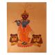 Kalighat Painting Of Lord Krishna Playing Flute With Two Lions