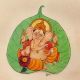 Ganesha On Peepal Leaf Paper Painting