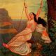 Raja Ravi VarmaÂ Paper Print OfÂ Mohini on a Swing