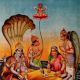Raja Ravi Verma Paper Print  Of Lord Vishnu Lakshmi on Sheshnag