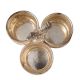 Brass Three Cup Brass Kumkum Holder In Silver Finish