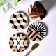 Handmade Black and Brown Round Resin Set of 4 Decorative Table Coasters