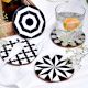 Handmade Black and White Round Resin Set of 4 Decorative Table Coasters