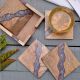 Handmade Purple Epoxy River and Acacia Wood Wood Set of 4 Decorative Table Coasters with Cover