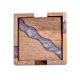 Handmade Purple Epoxy River and Acacia Wood Wood Set of 4 Decorative Table Coasters with Cover
