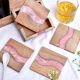 Handmade Pink Epoxy River and Acacia Wood Wood Set of 4 Decorative Table Coasters with Cover