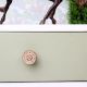 Handmade White and Brown Wooden Round Dresser Knobs