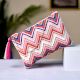 Chevron Embroidered Rectangle Clutch With Beads