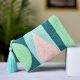 Green Beaded Oversized Clutch Purse With Tassel