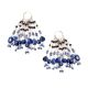 92.5 Sterling Silver Blue Beads Chandelier Hoop Earrings