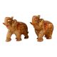 Hand Panted Marble Elephant Statue In Pair