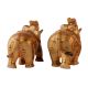 Hand Panted Marble Elephant Statue In Pair