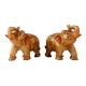 Hand Panted Marble Elephant Statue In Pair