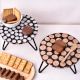 Black and Brown Disc Design Wood and Resin Cake Stand for Dessert, Fruit and Planter