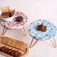 Turquoise and Red Terrazzo Wood and Resin Cake Stand for Dessert, Fruit and Planter