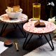 Pink and Orange Terrazzo Wood and Resin Cake Stand for Dessert, Fruit and Planter