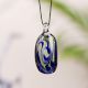 Lampwork Blue Oval Glass Pendant for Gift - 1 Piece