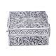 Square Silver Plated Floral Engraved Storage Box
