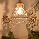 Vintage Italian Style Brass Enameled Chandelier with Crystal Drops
