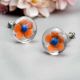 Orange Flower Engraved Glass Almirah Knobs