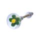 Green Flower Engraved Glass Drawer Knobs
