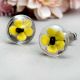 Yellow Flower Engraved Glass Dresser Knobs