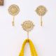 Brass Floral Pattern Pack of 3 Key Hooks for Wall