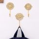 Brass Floral Pattern Pack of 3 Key Hooks for Wall
