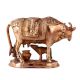 Brass Holy Kamdhenu With Calf Statue