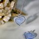 Lampwork Blue Spiral Heart Glass Pendants for Necklace for Gift - 1 Piece