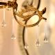 Vintage Italian Style Brass Enameled Chandelier with Clear Glass Teardrops