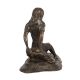 Vintage Brass Lady Seated on Cliff in English Art