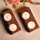 Wooden DualÂ Tealight Candle Holder with Black Resin - 2 Piece