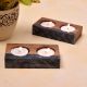 Wooden DualÂ Tealight Candle Holder with Black Resin - 2 Piece