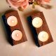 Wood and Epoxy Translucent Aqua Tea-Light Holder - 2 Piece
